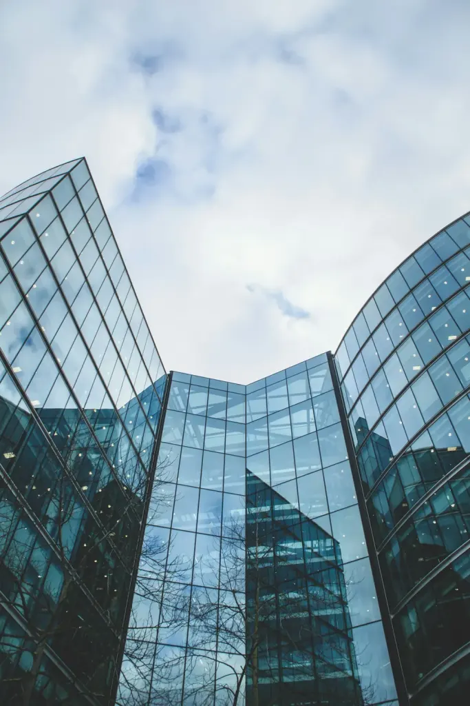 Modern glass office buildings