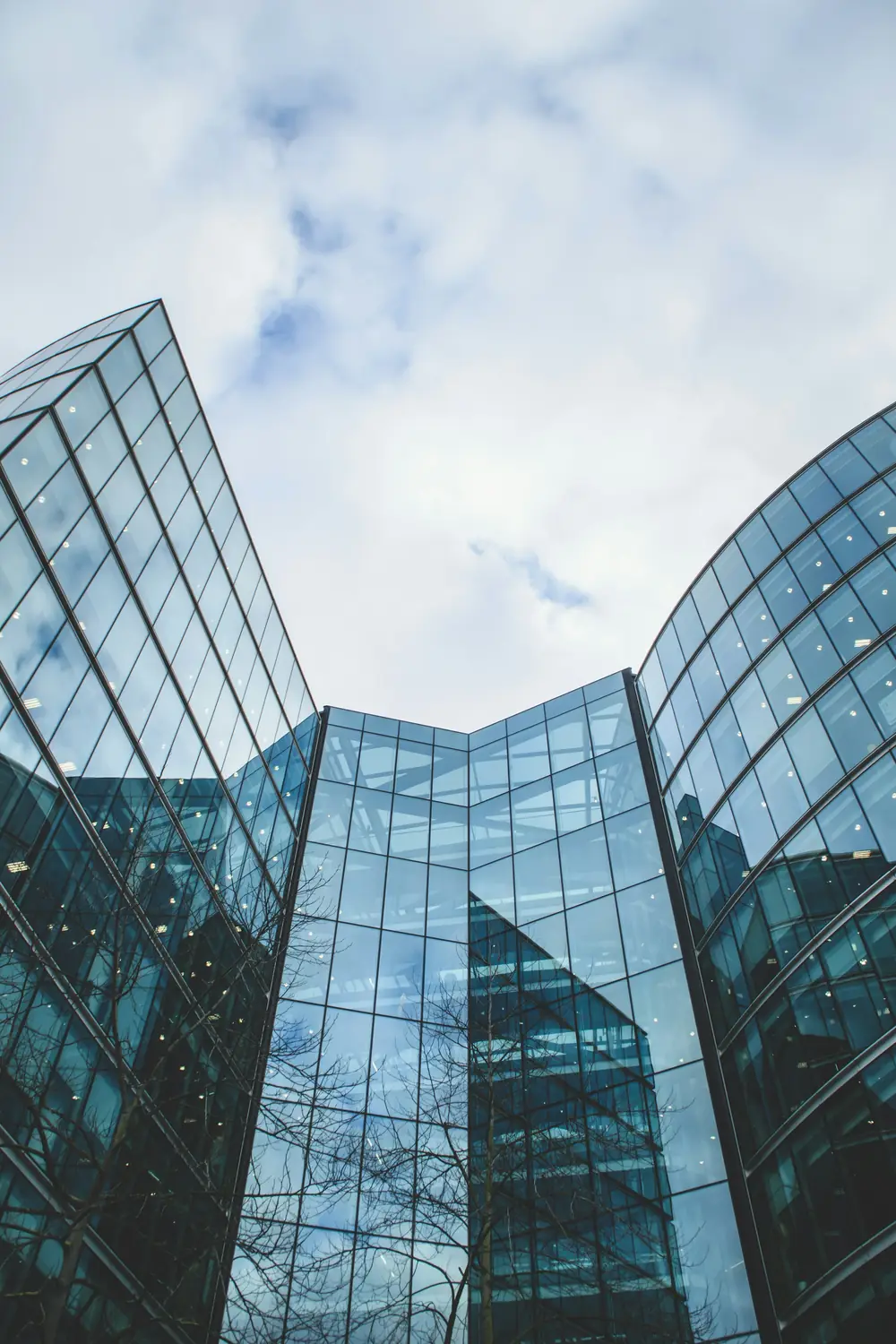Modern glass office buildings