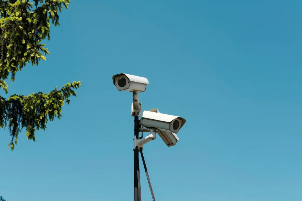 CCTV security cameras mounted on a pole