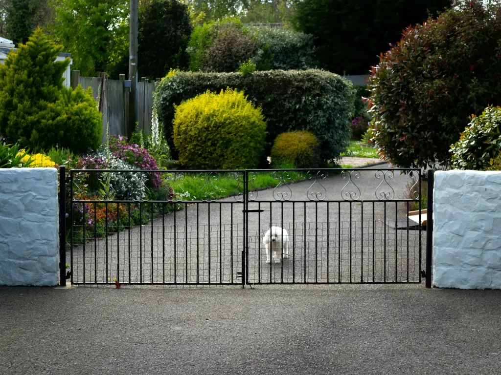 Driveway gate at the entrance of a residential property